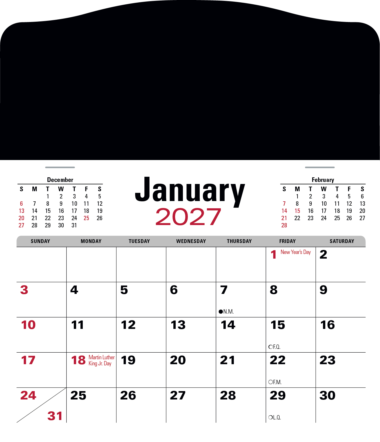 Triumph® Calendars Press-N-Stick Jumbo Header with 3-Month Calendar 19